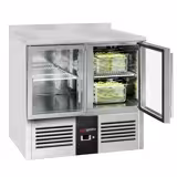 Koelwerkbank PREMIUM - 900x700mm - 240 liter - met 2 glazen deuren - opstand