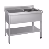 Fregadero de acero Inox. con estante inferior ECO - 1,4 m - 1 fregadero a la derecha - L 50 x W 40 x D 25 cm