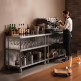 Tavolo da lavoro per bar - acciaio inox - 1000x600 mm - con 4 ripiani