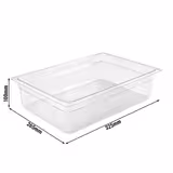 (6 uds) Cubeta de Policarbonato GN 1/2 - Transparente - Altura: 100 mm