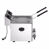 Elektro Doppelfritteuse - 8+8 Liter - 6,5 kW - mit Ablasshahn