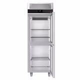 Upright Display Fridge Stainless steel PREMIUM - GN 2/1 - 700L - with 2 glass doors