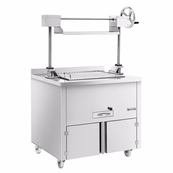 Faszenes grill - 800 mm - lifttel és 1 fiókkal - Grillrács: 660x530 mm - rozsdamentes acél