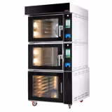 Elektrisch Bakkerij heteluchtoven met stoomfunctie - Touchscreen - 2x 600x400mm - incl. rijskast - met wateraansluiting & stoomfunctie - zonder rekwagen - zwart