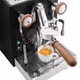 "Mini" portafiltermachine - 1 groep - 1,2 kW - met melkopschuimer & heet water - zwart