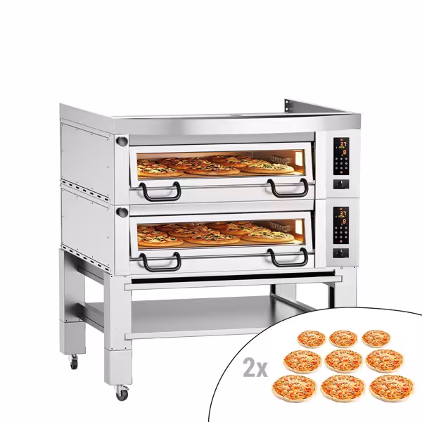 Elektro Pizzaofen Power - 9+9x 34cm - Digital - inkl. Haube, Untergestell & Rollen