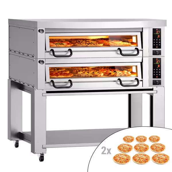 Elektro Pizzaofen Power - 9+9x 34cm - Digital - inkl. Haube, Untergestell & Rollen