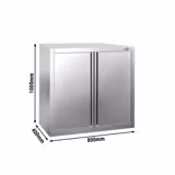 Armadio pensile in acciaio inox PREMIUM - 800x400mm - con porte a battente - 1000mm di altezza