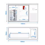 Comptoir de bar réfrigéré PREMIUM - 1550x700mm - 1 porte vitrée & 3 tiroirs en verre