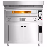 Four à pizza à gaz - 9 x 33 cm - Manuel - avec hotte, armoire de fermentation et 2 cadres