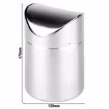 (6 ks) Tischový odpadkový koš - 1,2 litrů - 120x120x170 mm - s víko (odnímatelný švihový), bajonetový uzávěr, vhodný do myčky - nerezová ocel (18/8)