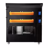 Elektrisch Bakkerij etageoven met stoomfunctie - Touchscreen - 2 bakkamers - 6x EN 600x400 - Zwart - incl. afzuigkap & warmhoudkast