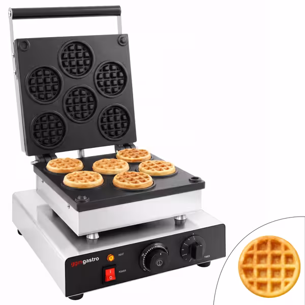 Waffle iron - Single - Manual - 1,75 kW - Shape: Waffle coins - Teflon-coated baking plates