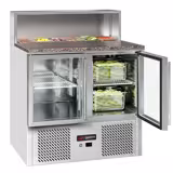 Saladette ECO - 903mm - 2 glazen deuren - met roestvrijstalen opzetstuk voor 5x GN 1/6