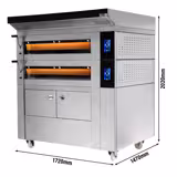 Commercial Bakery Deck Oven with Steam Function – Touch Control – 2 Baking Chambers – incl. Hood & Proofer 8 × EN 600 × 400 – Stainless Steel
