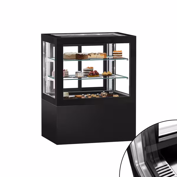 ثلاجة عرض حلويات - زجاج مزدوج عازل - مع رفّين - 470 لتر - 1010 mm - إطار أمامي أسود - أسود