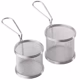 (6 uds) Cesta de presentación - SNACKHOLDER - acero inoxidable - cuadrada - 90x90x85mm - con 1 mango