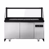 Saladette TORONTO - 1500mm - Holzfront - 2 Türen - für 4x GN 1/1 - schwarze Granit-Arbeitsplatte