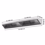 Cappa a parete Professionale Snack - 4800mm - Prof.700mm - con filtri a labirinto antigrasso e illuminazione