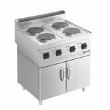 Cucina elettrica professionale - MARIO 700 - 800x700x1000mm - 9,2 kW - 4 piastre tonde - su armadio chiuso con 2 porte