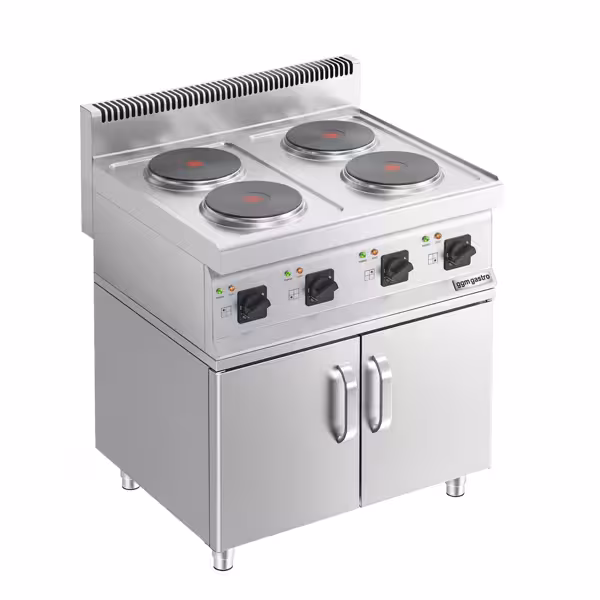 Ηλεκτρική κουζίνα - 9,2 kW - 4 Στρογγυλές Εστίες - συμπ. ερμάριο βάσης με 2 πόρτες