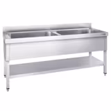 Kastrulldiskbänk Med bottenplatta 1,8 m – 2 Kar L 80 x B 50 x T 35 cm
