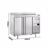 Barkoeledag PREMIUM PLUS - 1468x600mm - 340l - met 2 deuren, spatrand & uitklopper voor koffie