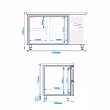 Masă frigorifică ECO - 1360 x 700 mm - cu 1 ușă - 2 sertare