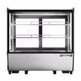 Vitrine réfrigérée de table - 120L - 702mm - Double vitrage - avec 2 étagères en verre - portes coulissantes vitrées arrière