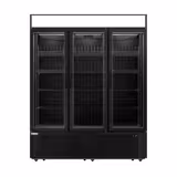Szafa chłodnicza przeszklona - 891L-1600mm - 3‑drzwiowa, drzwi skrzydłowe, drzwi szklane - Czarna - Dla PL - 1–10°C