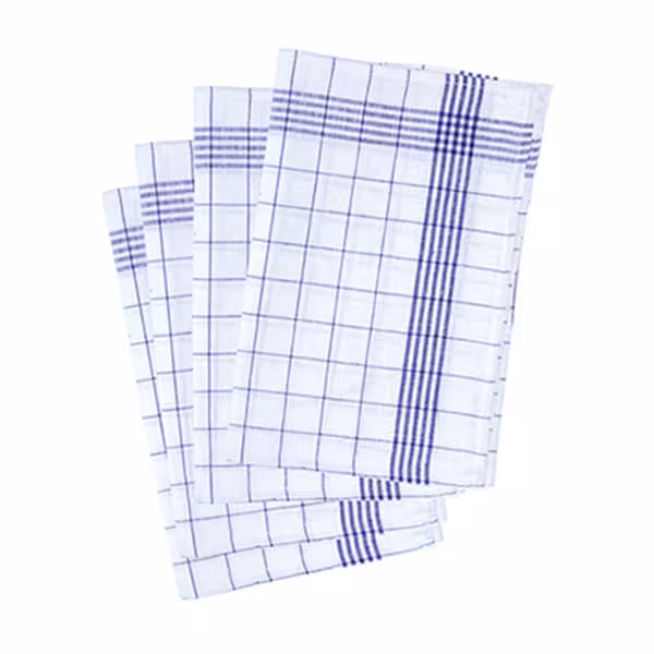 (10 pcs) Tea towel made of Cotton Glass cloth - 50x70cm - Blue checked