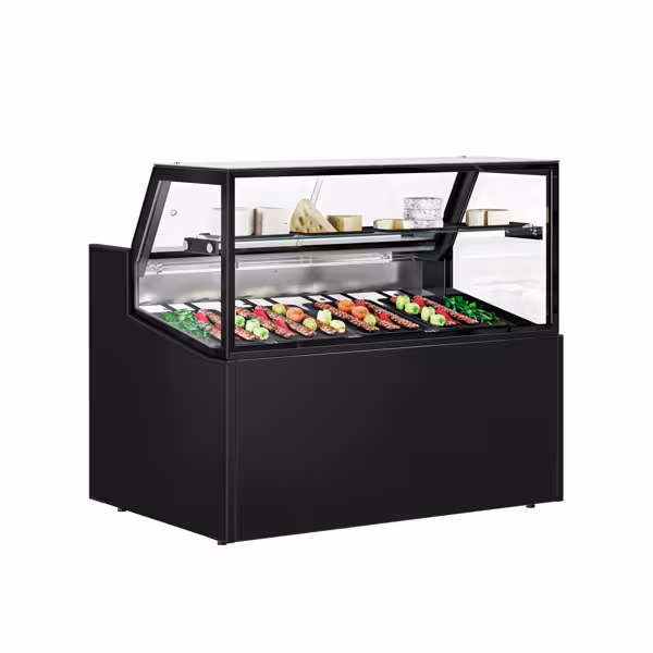 Banco gastronomia professionale - 1330x910mm - Ventilata - 169 L - Colore Nero - con 1 ripiani - Doppi vetri