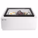 Countertop Ice Cream Display Freezer - 670mm - Static cooling - for 3 x 5 litres Napoli pans - White - hinged glass lid