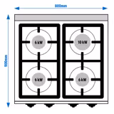 Gas Hob - 28kW - 4 burners