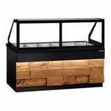 Warm buffet TORONTO - 2100mm - houten front - voor 6x GN 1/1 - zwart granieten werkblad