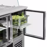 Commercial Saladette Counter PREMIUM - 900mm - 288L - 2 glass doors - with glass canopy for 2 x GN 1/1 & 3 x GN 1/6