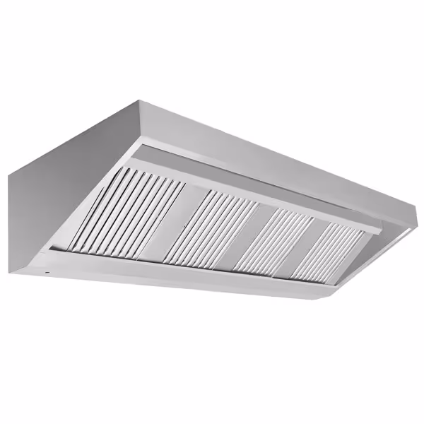 Commercial Wall-Mounted Extraction Canopy - 2200mm - with Baffle Filters & LED Lighting