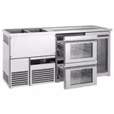 Banco Spillatura Birra PREMIUM - 1950x700mm - 1 Porta in vetro & 2 Cassetti in vetro