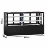 Vitrine de comptoir réfrigérée MADRID - 735L - 2000mm - Double vitrage - avec 2 étagères - portes coulissantes vitrées arrière - Noir mat