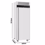 Koelkast RVS ECO - 680mm - 312liter - tot -2°C tot +8°C - met 1 deur - geforceerde koeling, automatische ontdooiing, slot, omkeerbare deur, wielen & legroosters