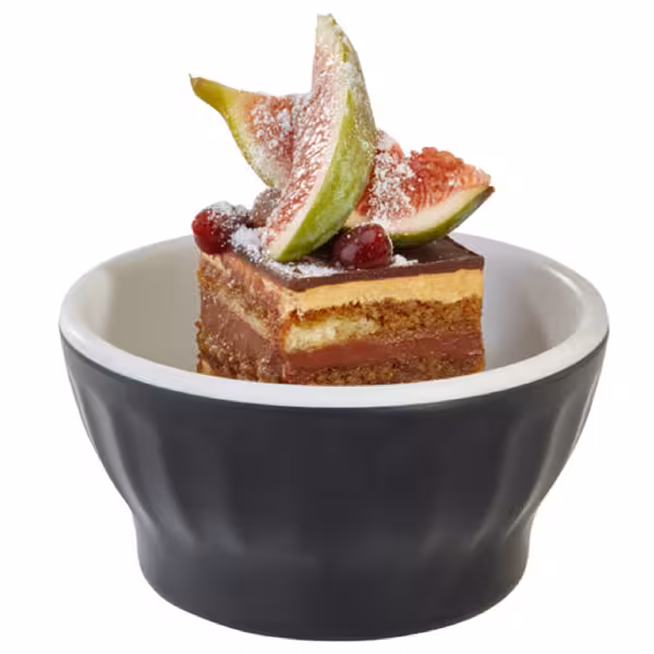 (12 stuks) Kom - HALFTONE - Melamine - 0,1L - rond - Ø80mm - stapelbaar - Zwart/Wit