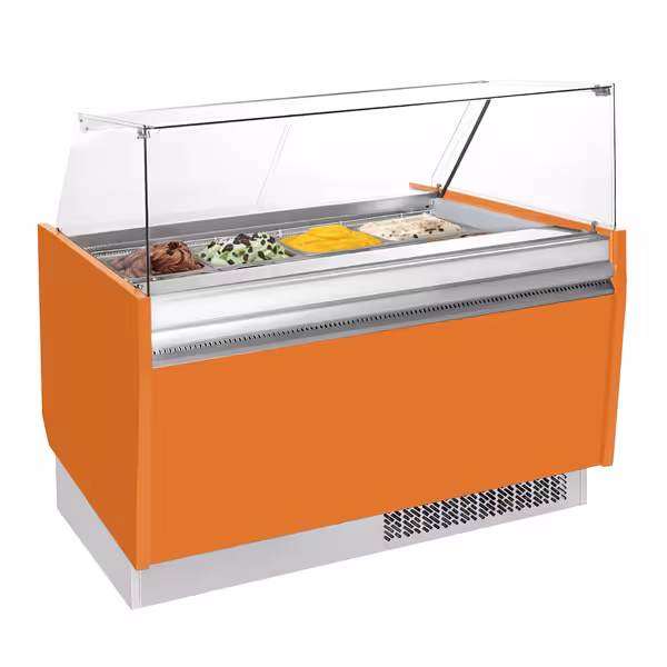 Vetrina Gelato LIAM - 1562mm - Refrigerazione statica - per 13+13x Vasca da gelato da 5 Litri - Orange