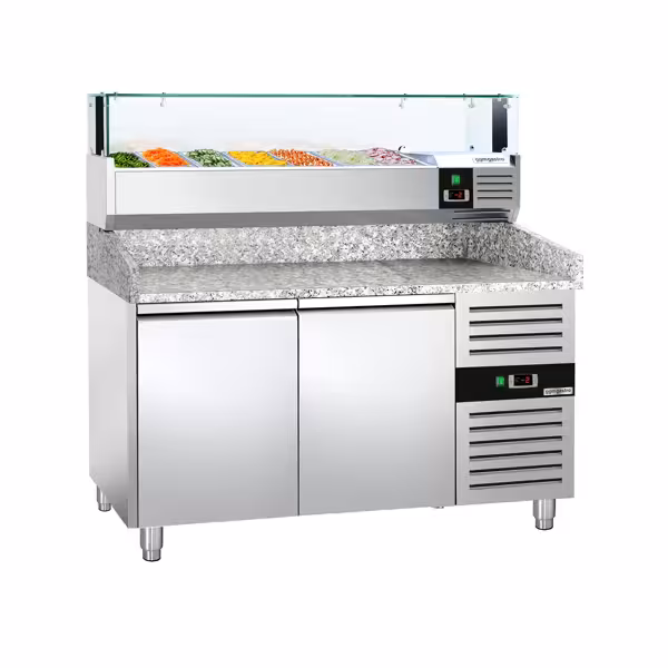 Mesa para pizza refrigerada PREMIUM 1,5 x 0,8 m - com 2 portas