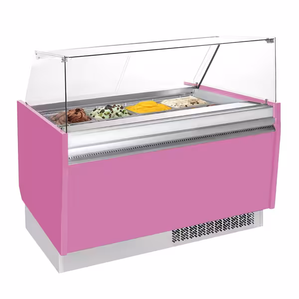 Vetrina Gelato LIAM - 1562mm - Refrigerazione statica - per 13+13x Vasca da gelato da 5 Litri - Pink