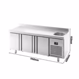  میز خنک کننده پریمیوم پلاس - 1960*600 میلیمتر - یک سینک و سه درب - دیواره دار 