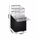 Commercial Glass & Cup Trolley with Tray Slide – 700 mm width - Black - 4 Castors (2 Braked)