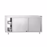 Table armoire en acier inoxydable PREMIUM - 1800x600mm - avec portes coulissantes et passe-plats