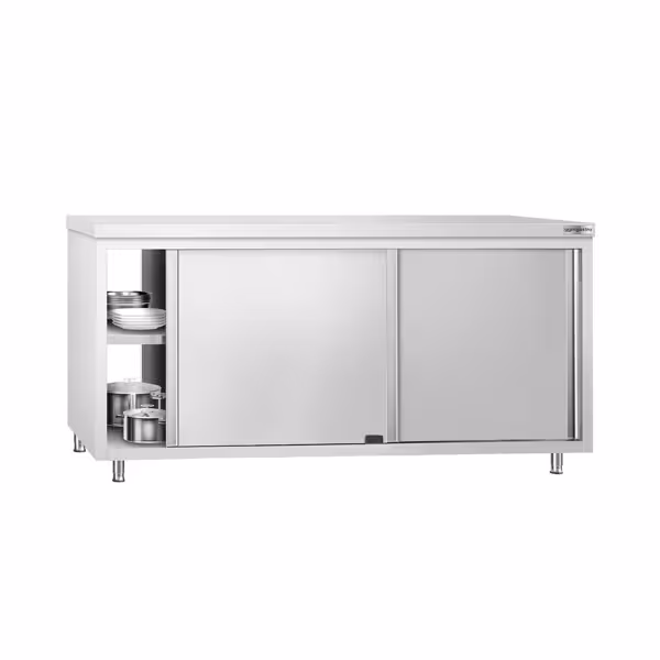 Dulap de lucru  din oțel inoxidabil PREMIUM - 1800x700 mm - pasant (uși pe ambele părți) 