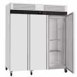 Armadio congelatore in acciaio inox ECO - 1800L - fino a -22°C - con 3 porte - professionale; ventilato; LED; Ruote; Pannello frontale con gruppo superiore; Termostato digitale; Serratura; Griglie portanti