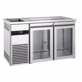Comptoir de bar réfrigéré PREMIUM - 1550x700mm - 2 portes vitrées